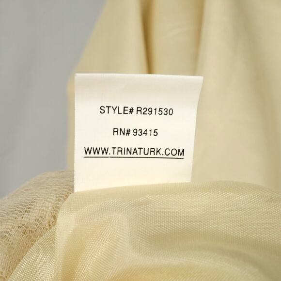 Trina Turk Dress Womens 6 Beige Silk Tweed Embroidered Neckline Racerback Lined - Picture 16 of 16